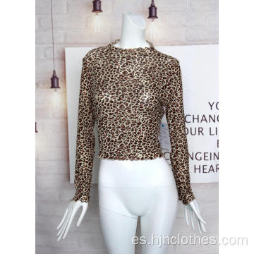 Jersey perforado en caliente con estampado de leopardo para mujer